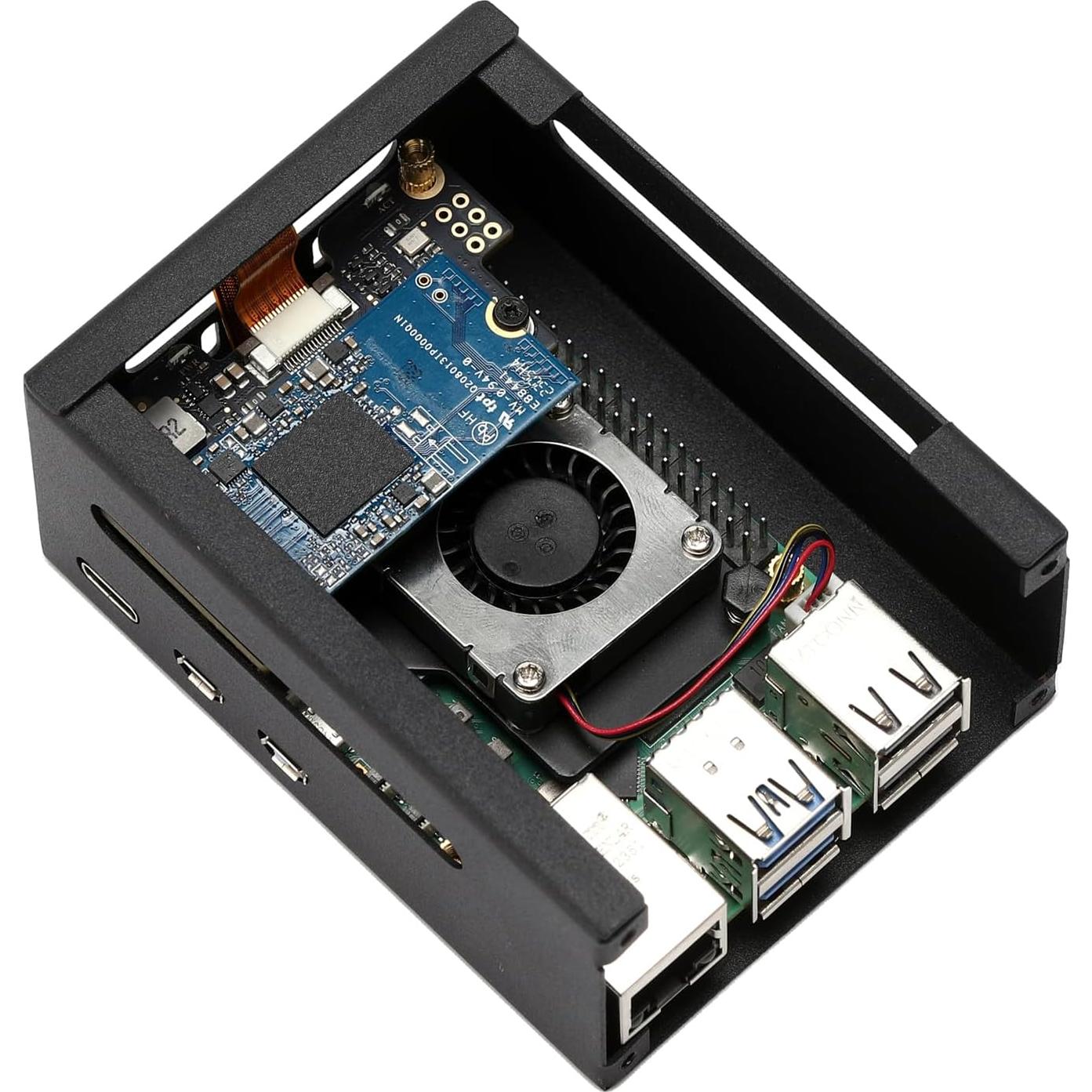 Caja de Metal Tada para Raspberry Pi 5 con M.2 HAT y Enfriador Activo