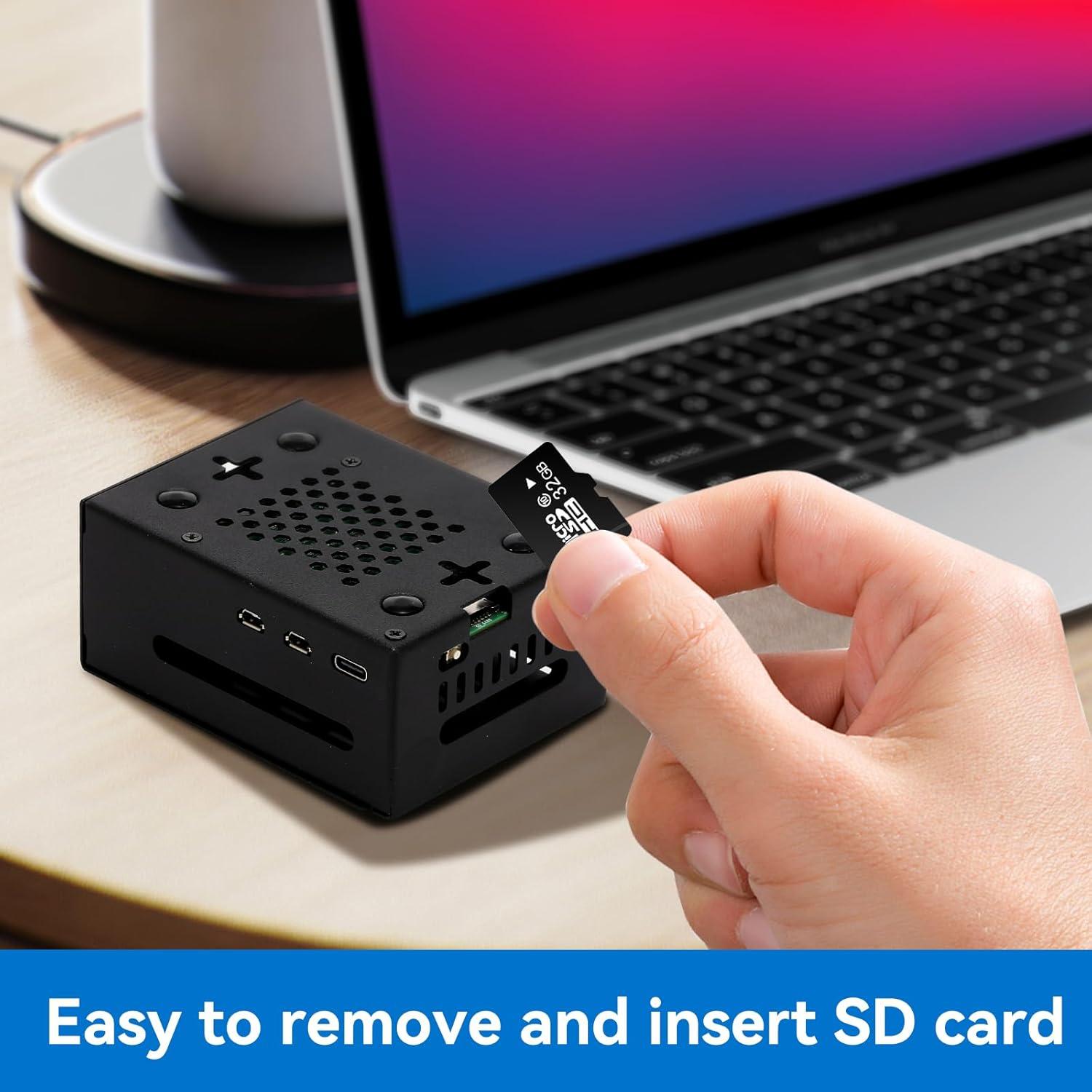 Caja de Metal Tada para Raspberry Pi 5 con M.2 HAT y Enfriador Activo