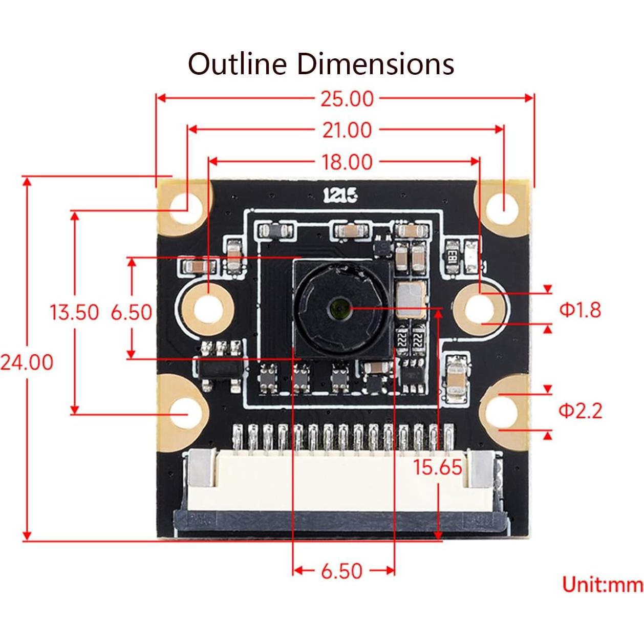 Módulo de cámara IMX219 8MP Waveshare para Raspberry Pi 5