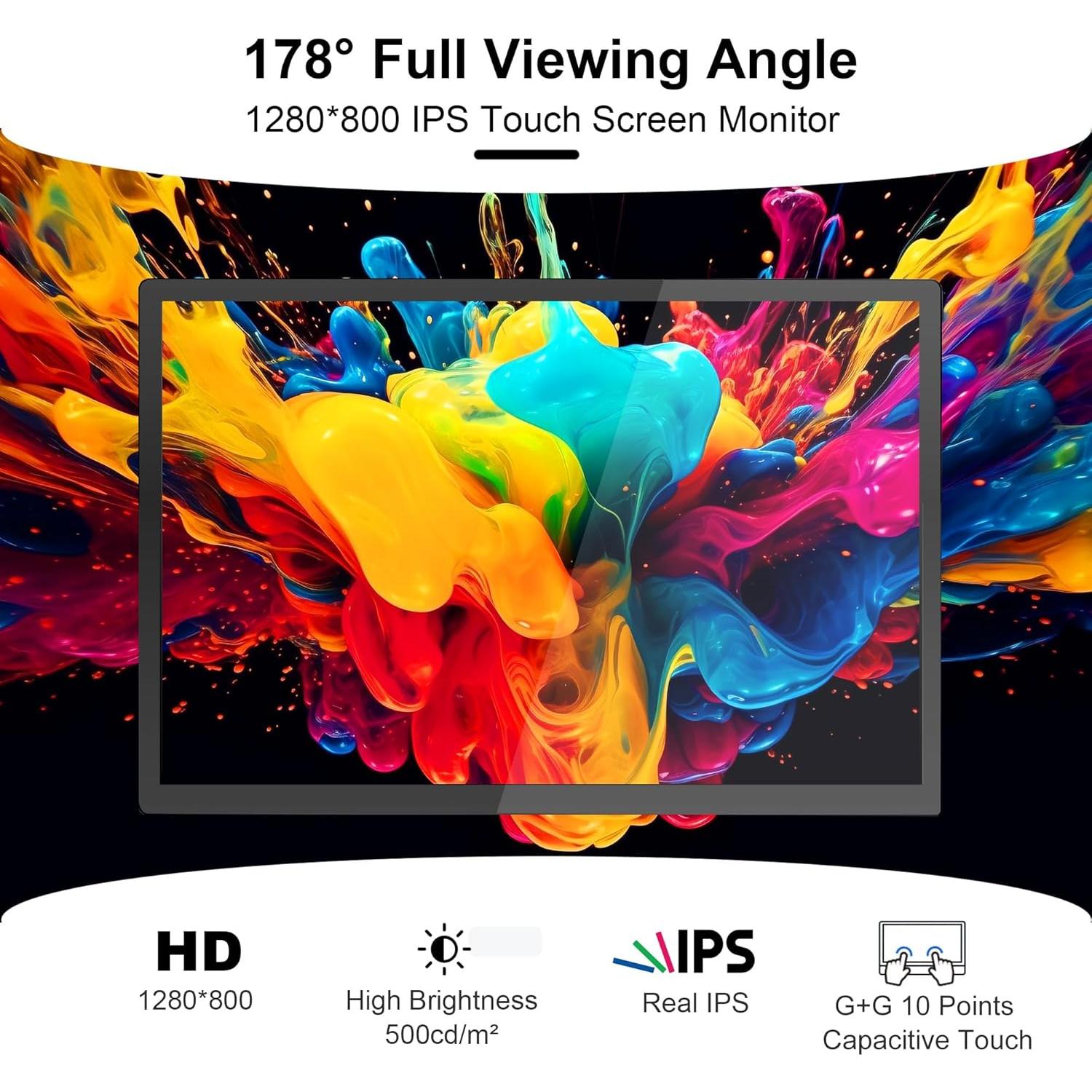 Monitor Táctil IPS 10.1" Wisecoco 1280x800 USB-C/HDMI