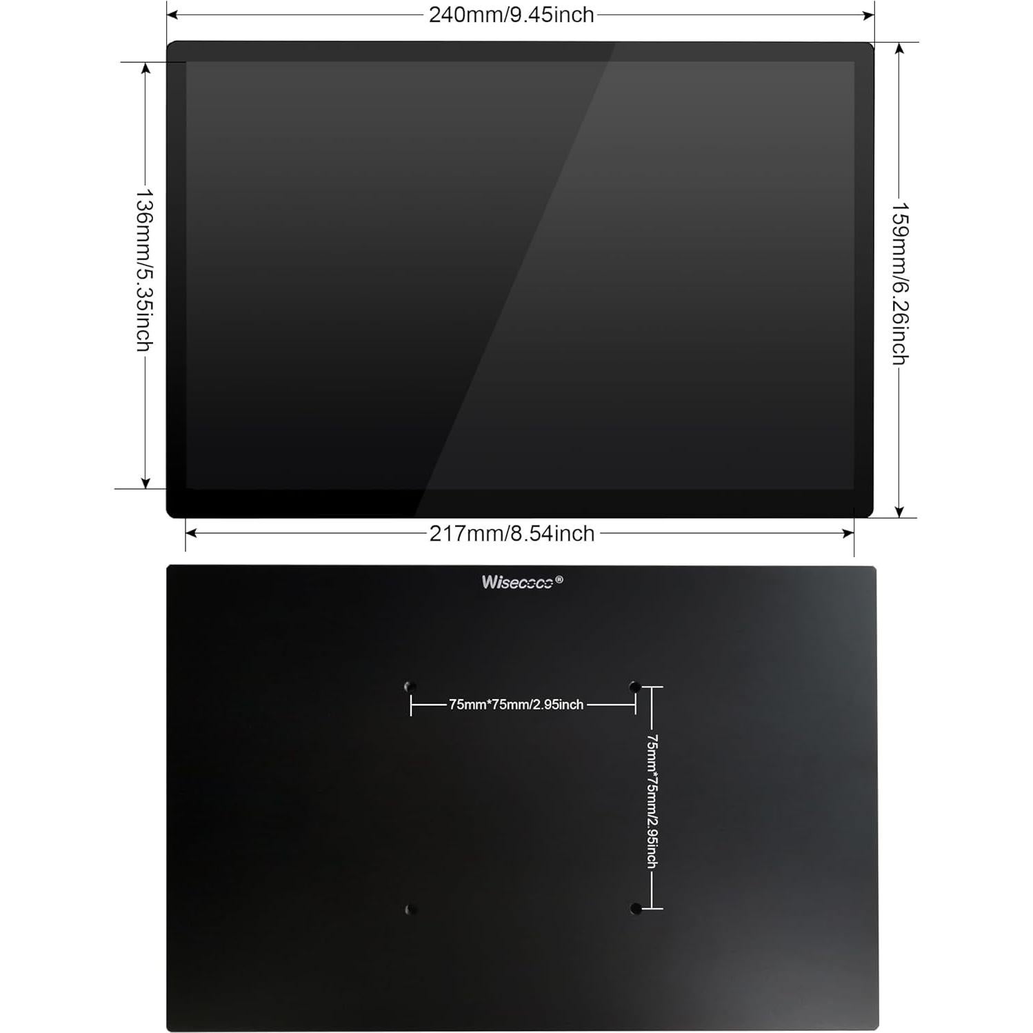 Monitor Táctil IPS 10.1" Wisecoco 1280x800 USB-C/HDMI