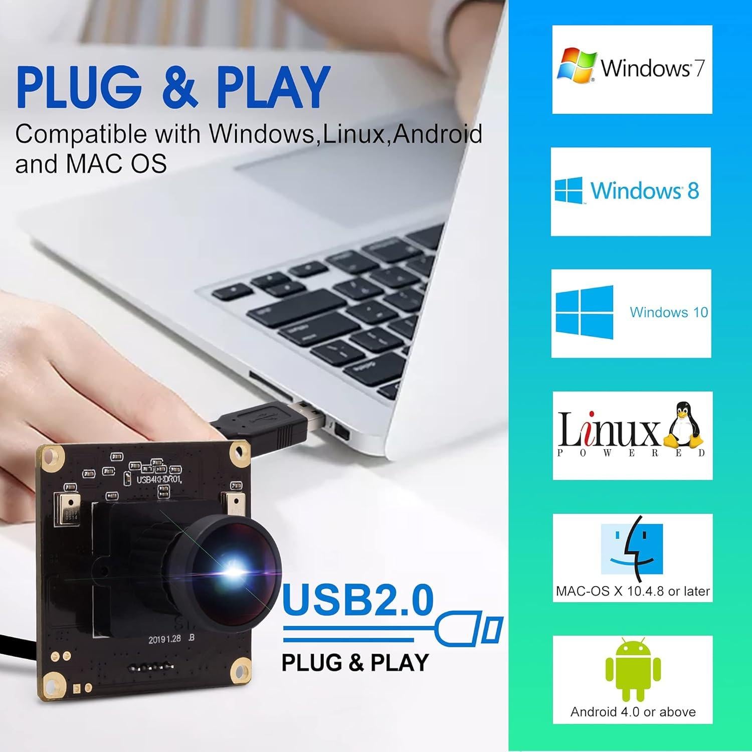 Cámara web 4K Ultra HD ALPCAM con lente ojo de pez 170°