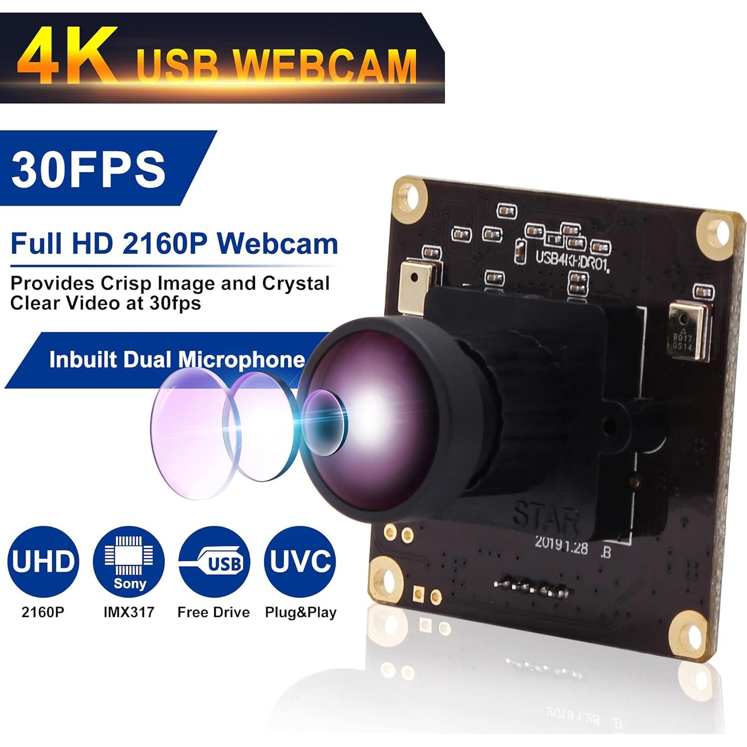 Cámara web 4K Ultra HD ALPCAM con lente ojo de pez 170°