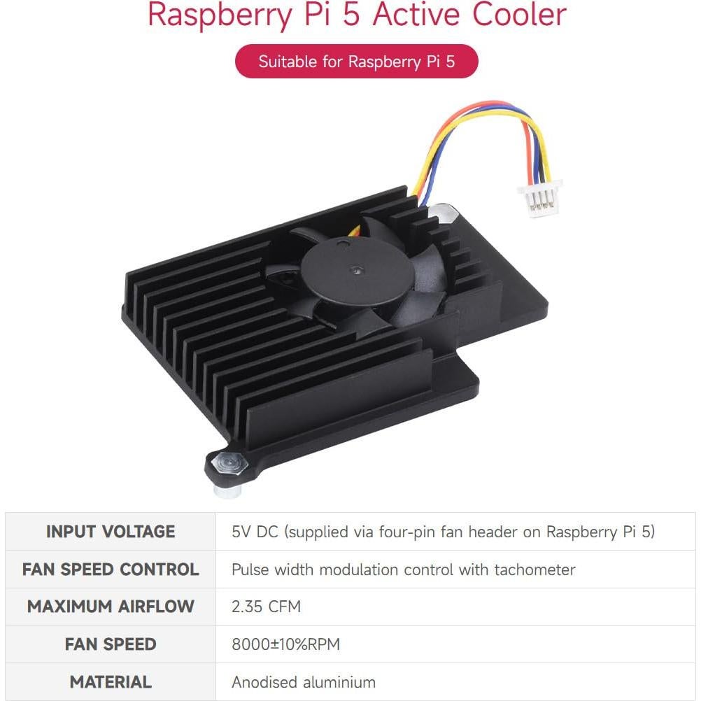 Ventilador Activo Waveshare para Raspberry Pi 5 con Disipador de Aluminio
