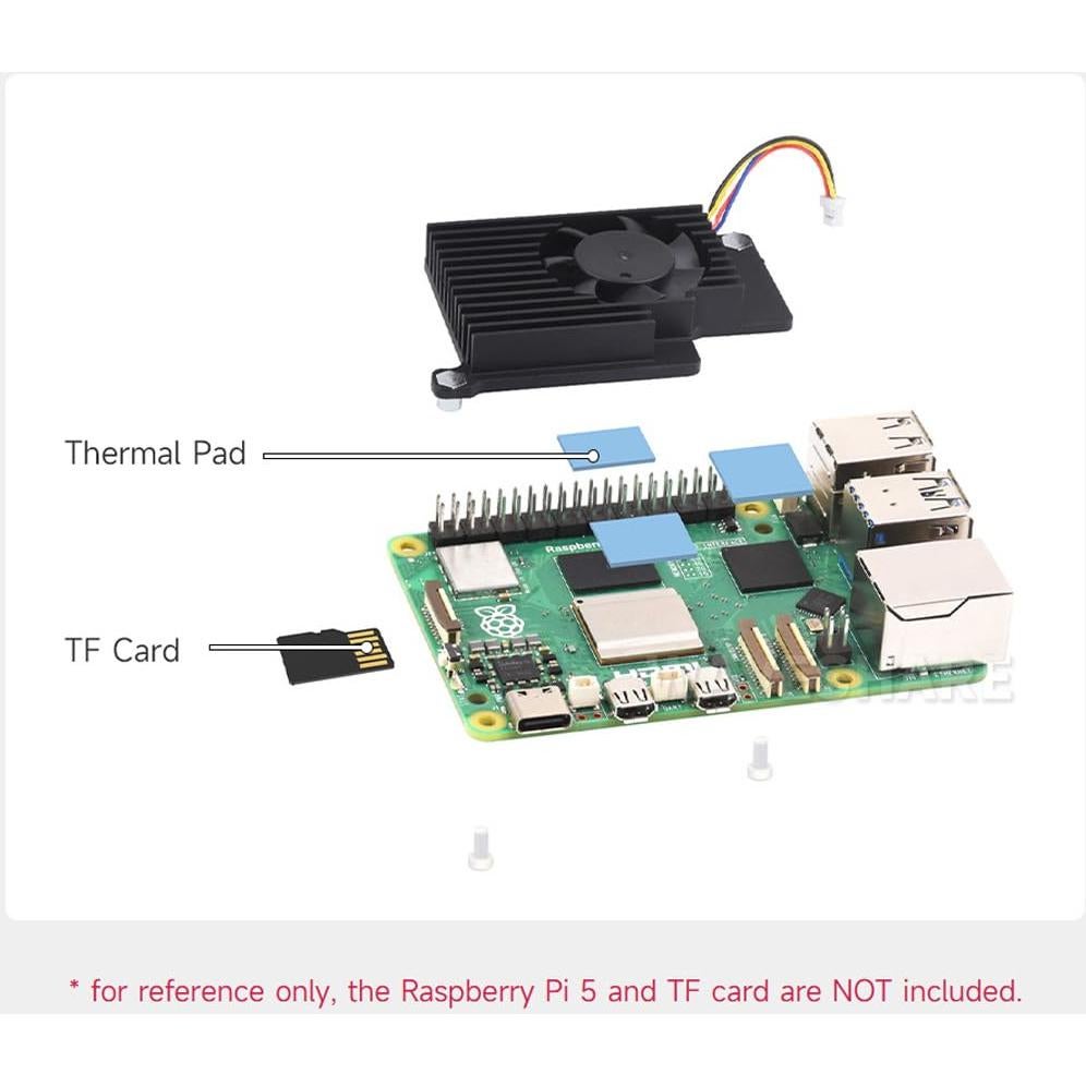 Ventilador Activo Waveshare para Raspberry Pi 5 con Disipador de Aluminio