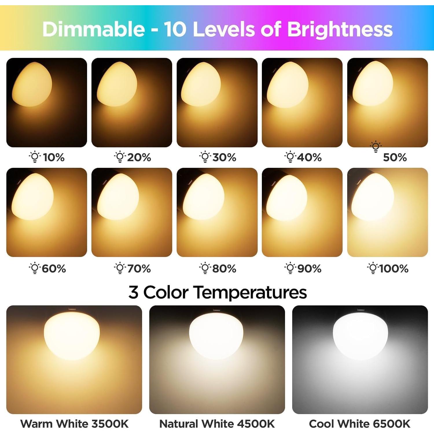 Bombilla LED recargable 2 paquetes 350LM 15 colores control remoto