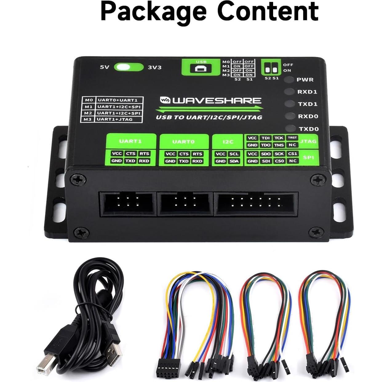 Convertidor USB a UART I2C SPI JTAG Waveshare 3.3V 5V