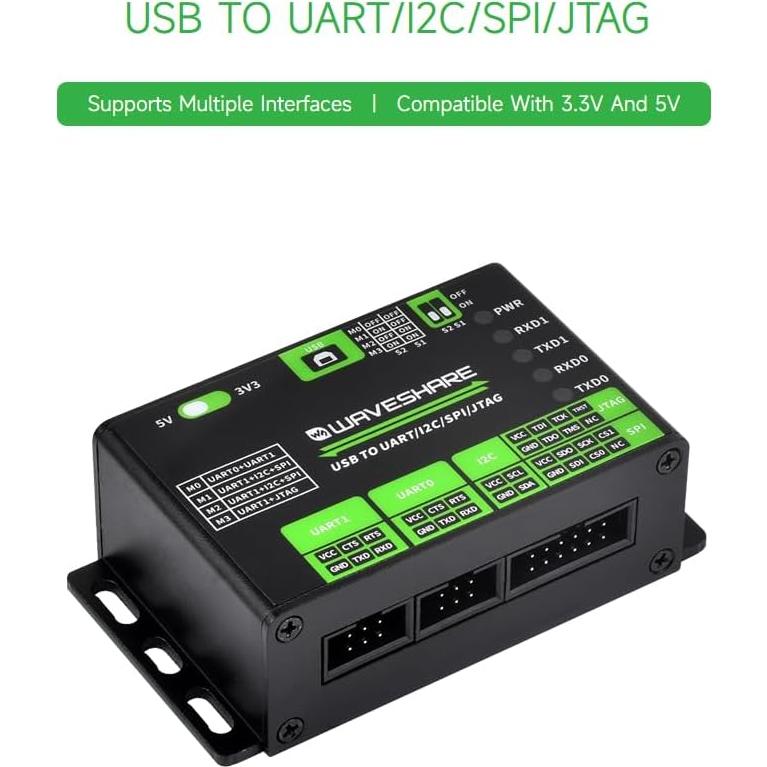 Convertidor USB a UART I2C SPI JTAG Waveshare 3.3V 5V