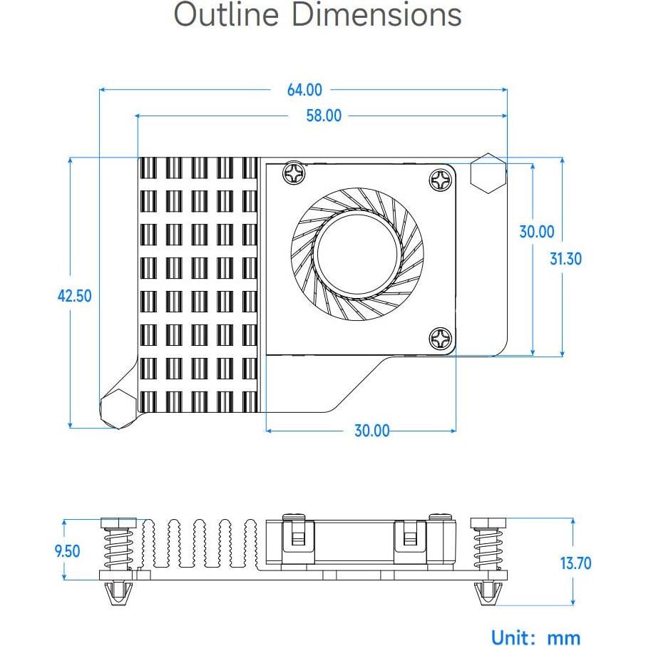 Enfriador Activo Waveshare para Raspberry Pi 5, Ventilador y Disipador