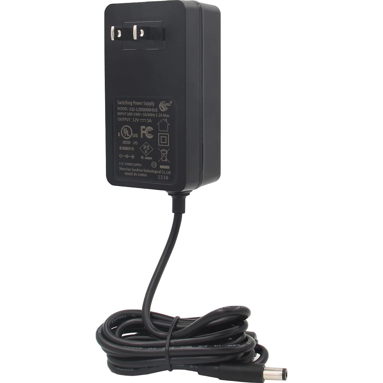 DC 12V 5A 60W Power Adapter | UL Listed | AC 100-240V | DC 5521 Jack | for Raspberry Pi X735 V3.0/X885/X729/X1202/X1203/X1205/X1009/X-UPS1/X1013/LED Strips/3D Printer/Security Cameras
