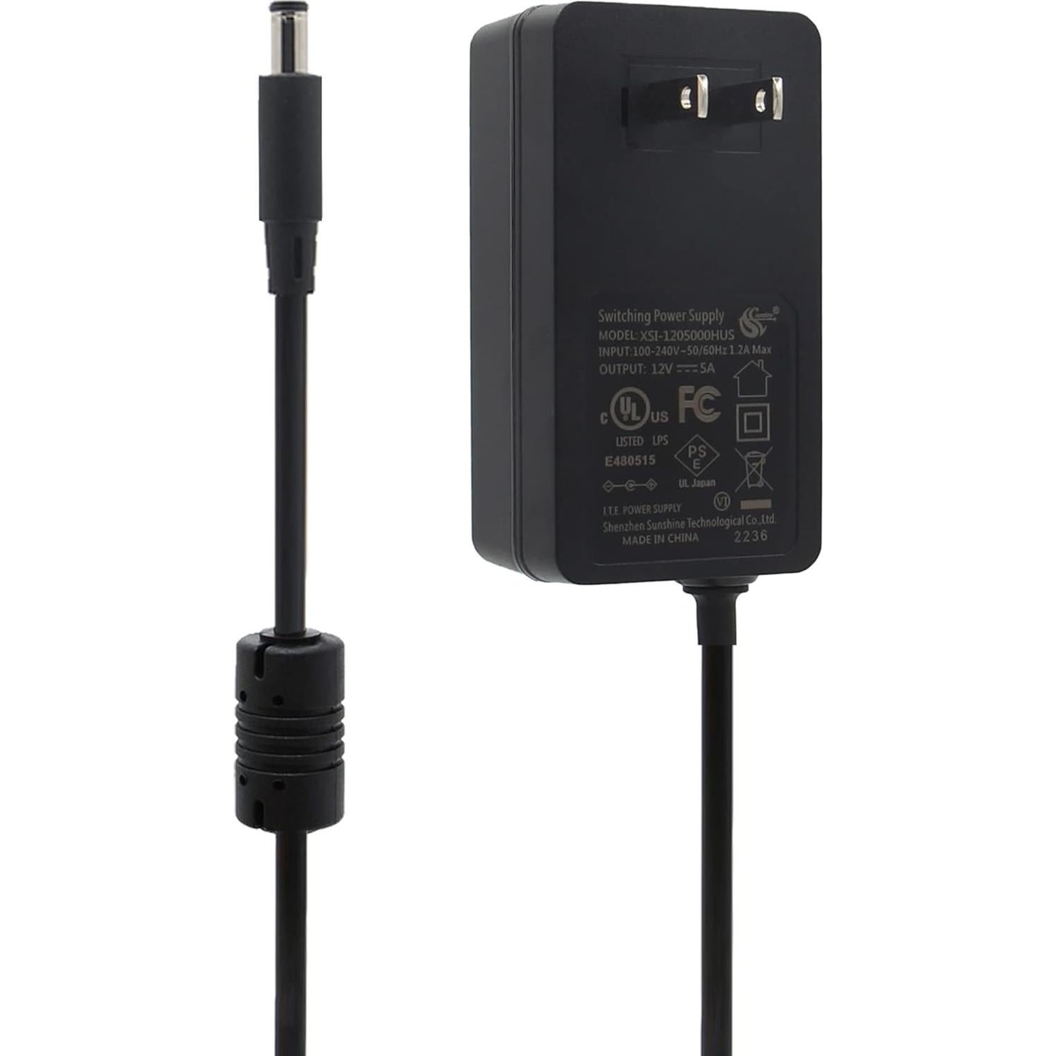 DC 12V 5A 60W Power Adapter | UL Listed | AC 100-240V | DC 5521 Jack | for Raspberry Pi X735 V3.0/X885/X729/X1202/X1203/X1205/X1009/X-UPS1/X1013/LED Strips/3D Printer/Security Cameras