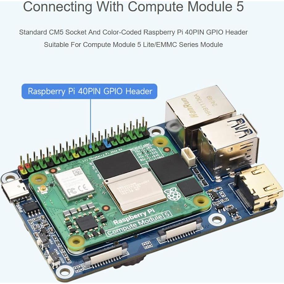 Placa Base Mini IO Waveshare para Raspberry Pi CM5 Lite