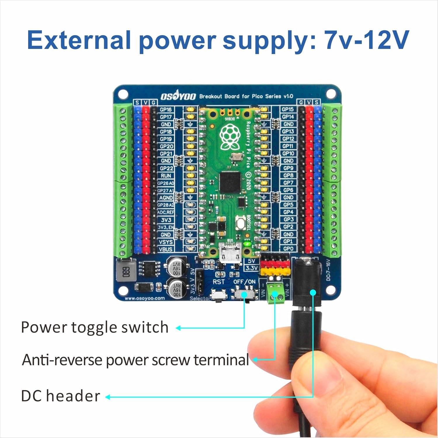 Placa de Expansión OSOYOO para Raspberry Pi Pico - LEDs GPIO