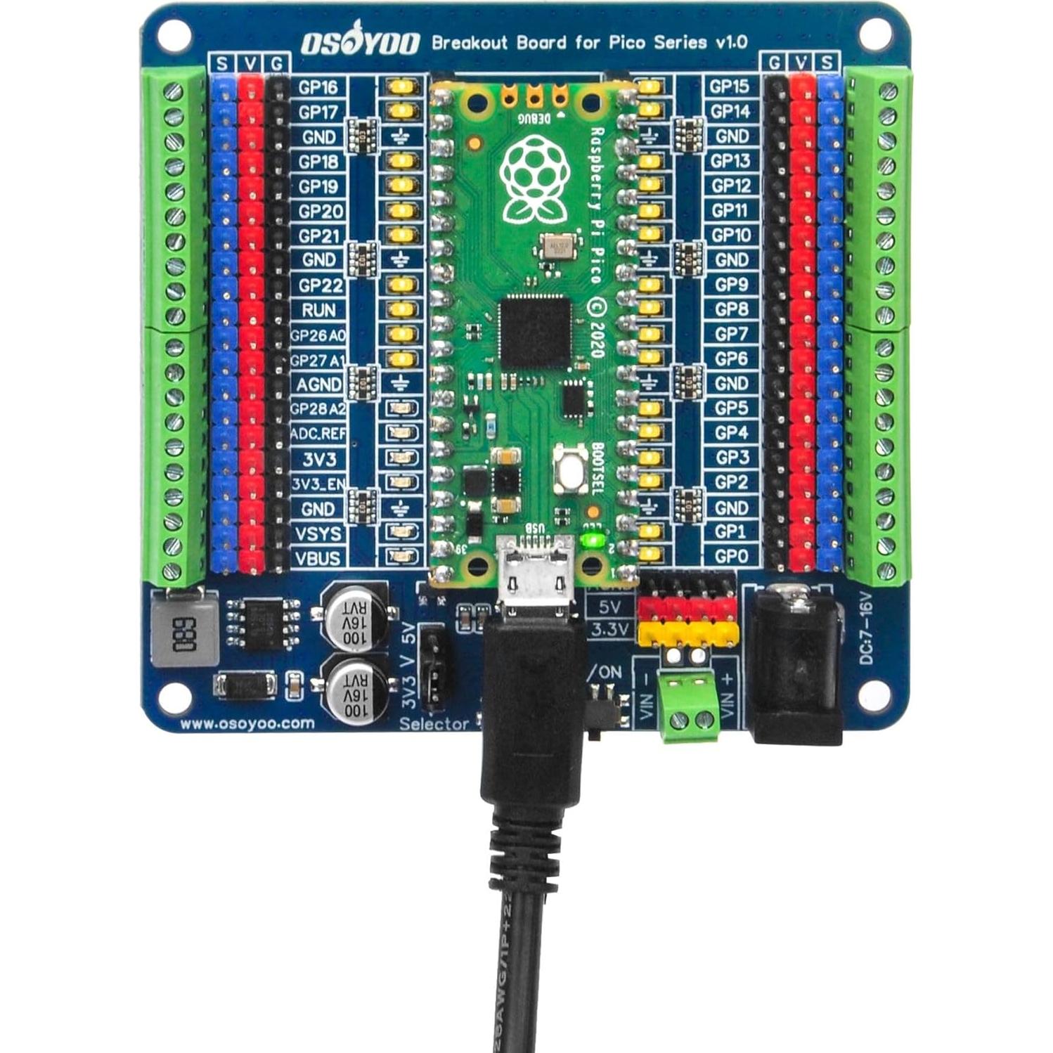 Placa de Expansión OSOYOO para Raspberry Pi Pico - LEDs GPIO