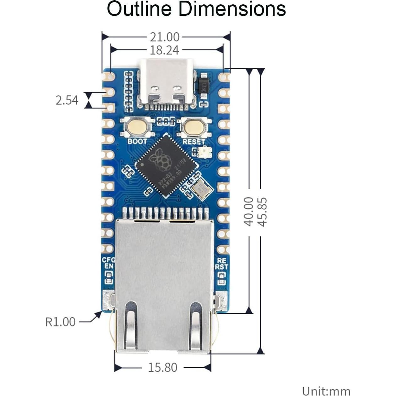 Placa de Desarrollo Ethernet Waveshare RP2040, 14 GPIO, TCP/IP