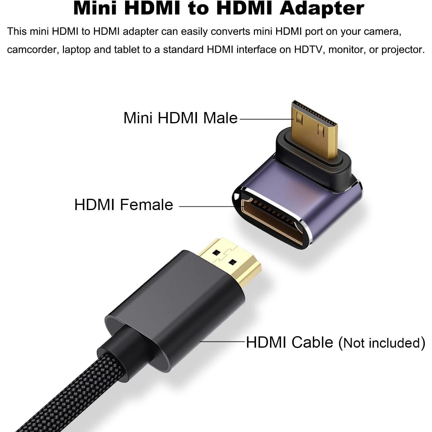 Adaptador Mini HDMI a HDMI AreMe 8K - Paquete de 2