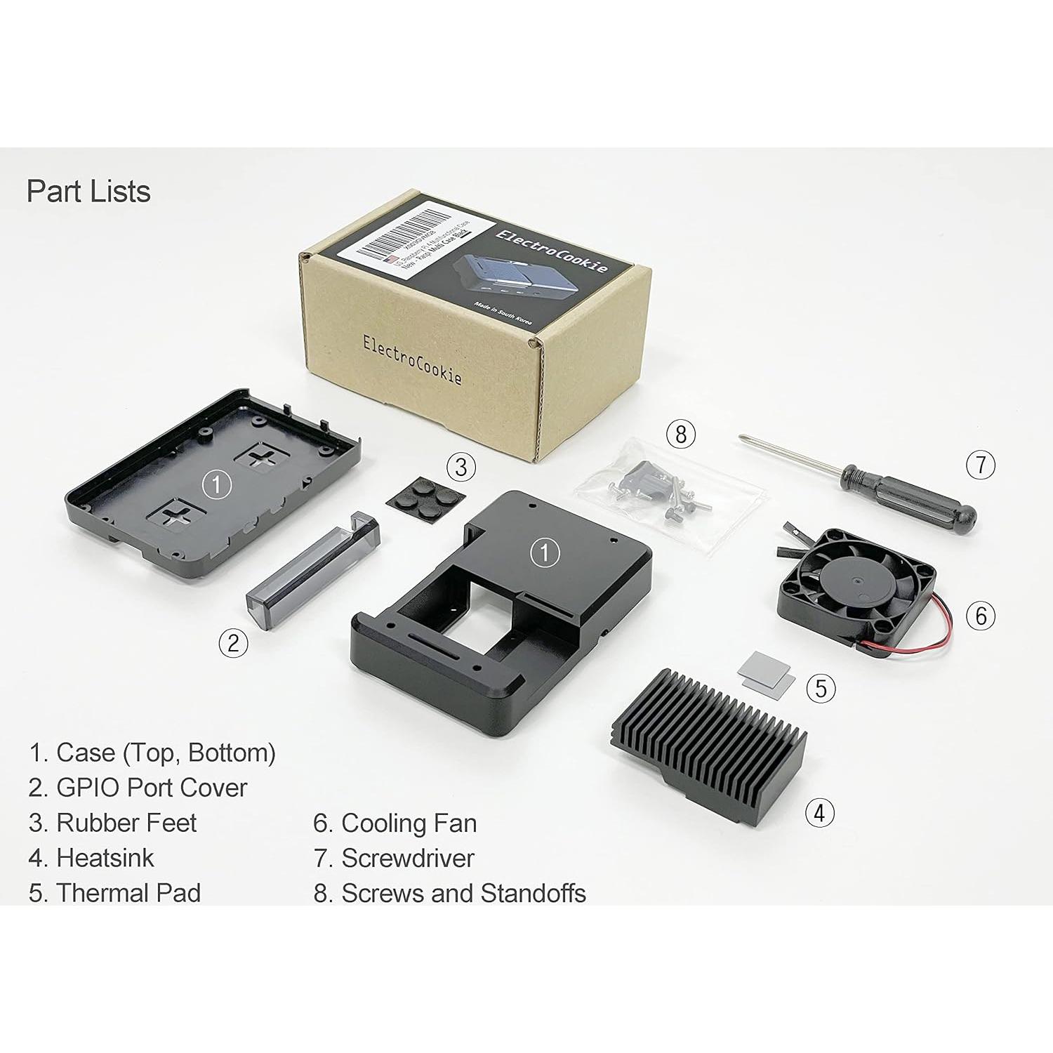 Caja Multi-Funcional ElectroCookie para Raspberry Pi 4 - Enfriamiento Pasivo y Activo