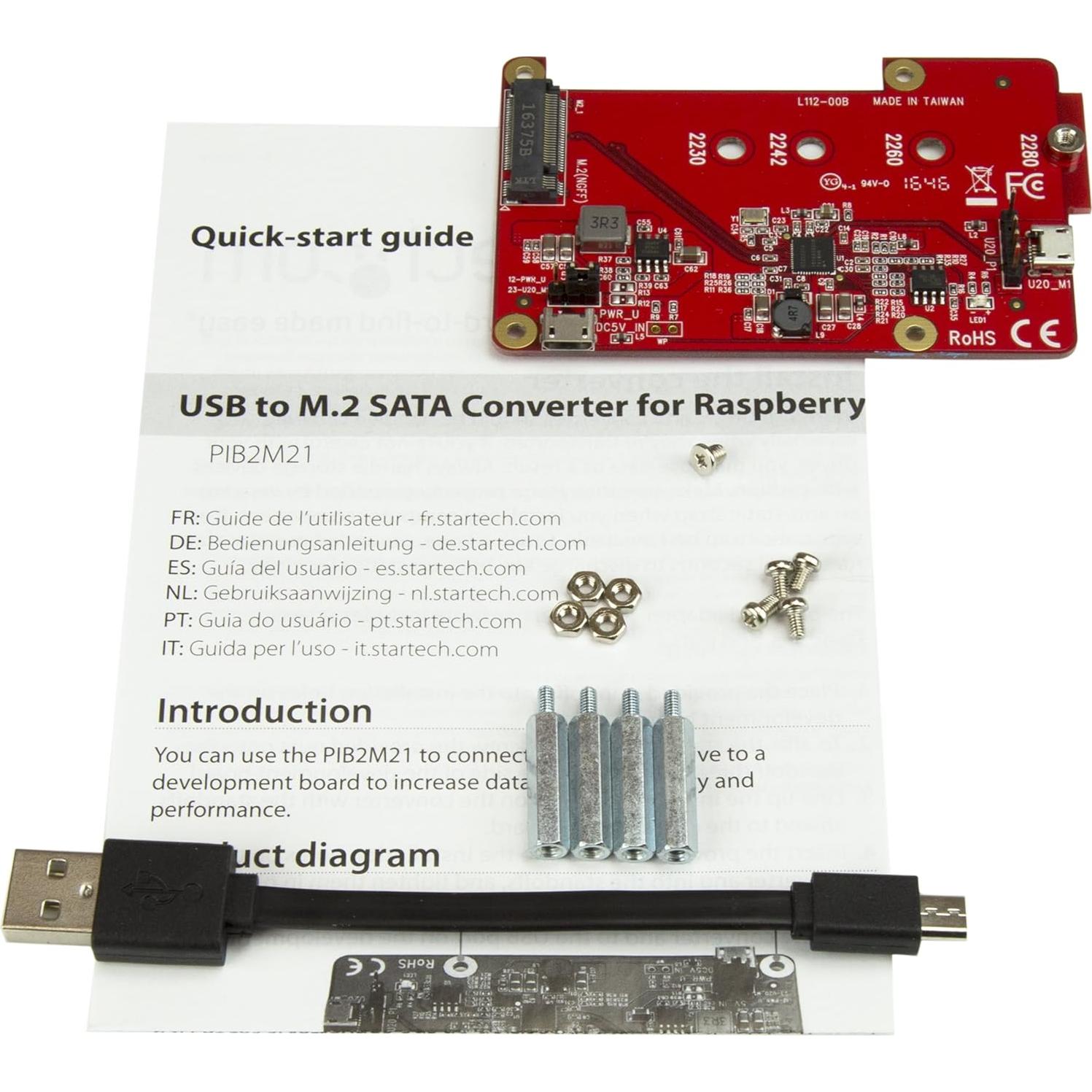 Convertidor USB a M.2 SATA StarTech PIB2M21 para Raspberry Pi