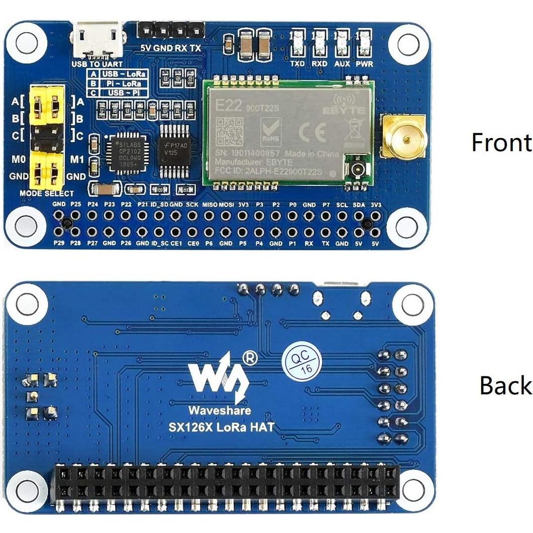 SX1262 LoRa HAT Waveshare para Raspberry Pi 915MHz