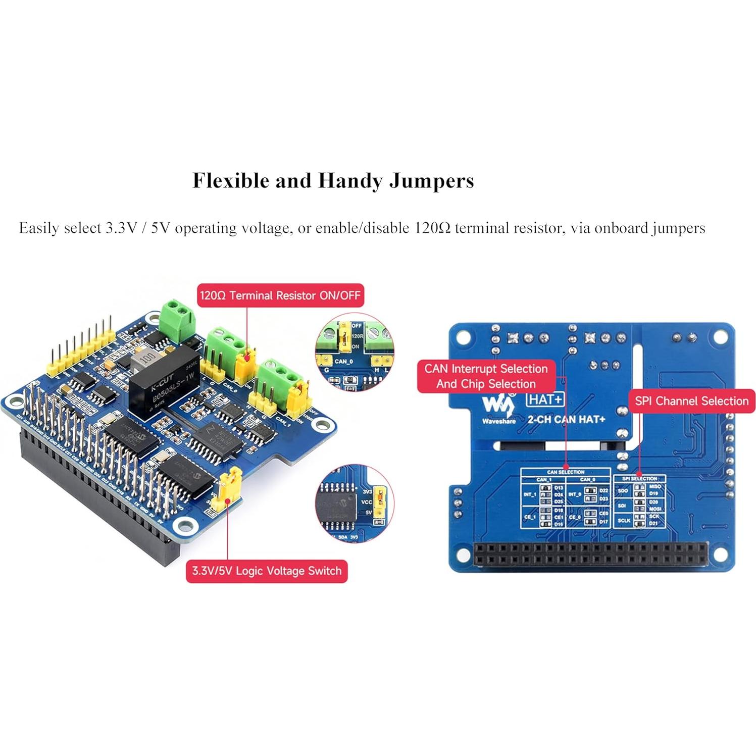 HAT+ Expansión CAN 2 Canales UeeKKoo para Raspberry Pi y Jetson Nano