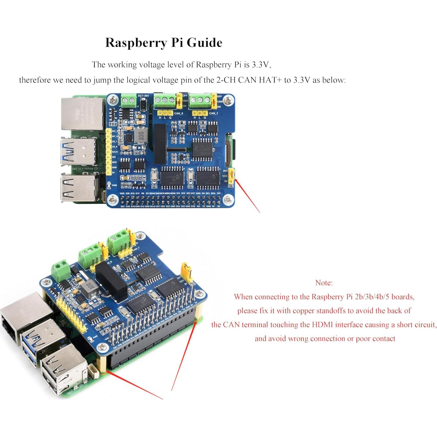 HAT+ Expansión CAN 2 Canales UeeKKoo para Raspberry Pi y Jetson Nano
