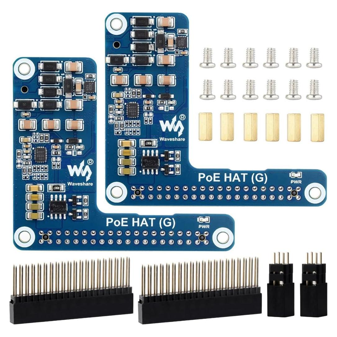 Waveshare PoE HAT (G) para Raspberry Pi 5, 5V 5A, 2PCS