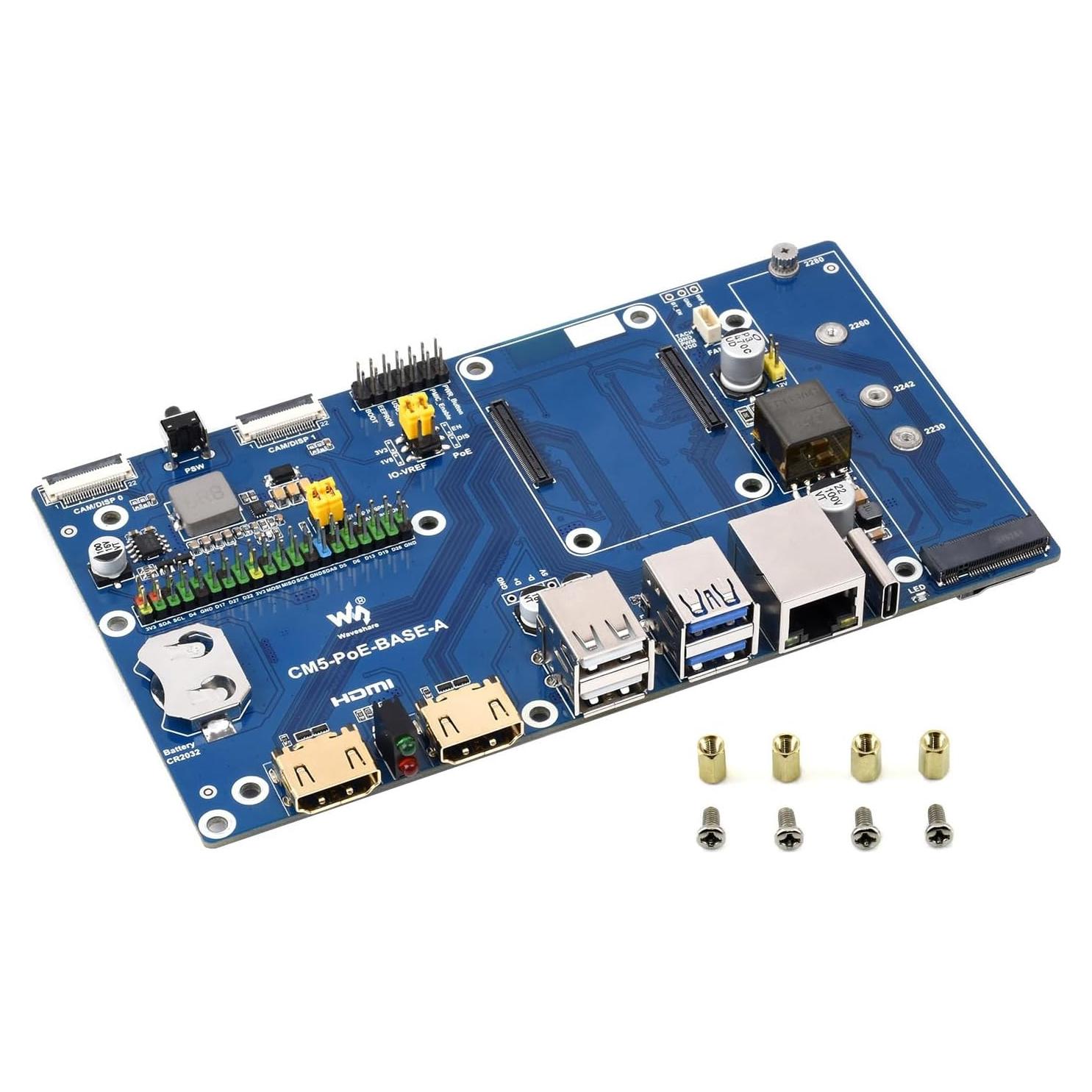 Placa de E/S Waveshare CM5 PoE para Raspberry Pi Compute Module 5