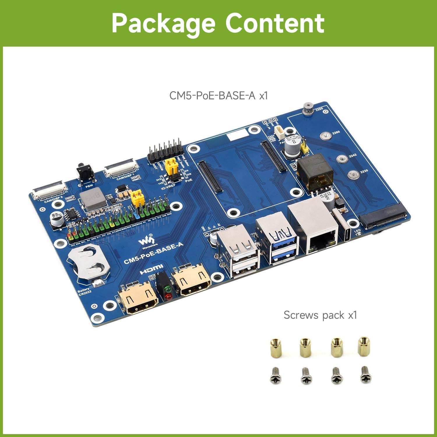 Placa de E/S Waveshare CM5 PoE para Raspberry Pi Compute Module 5