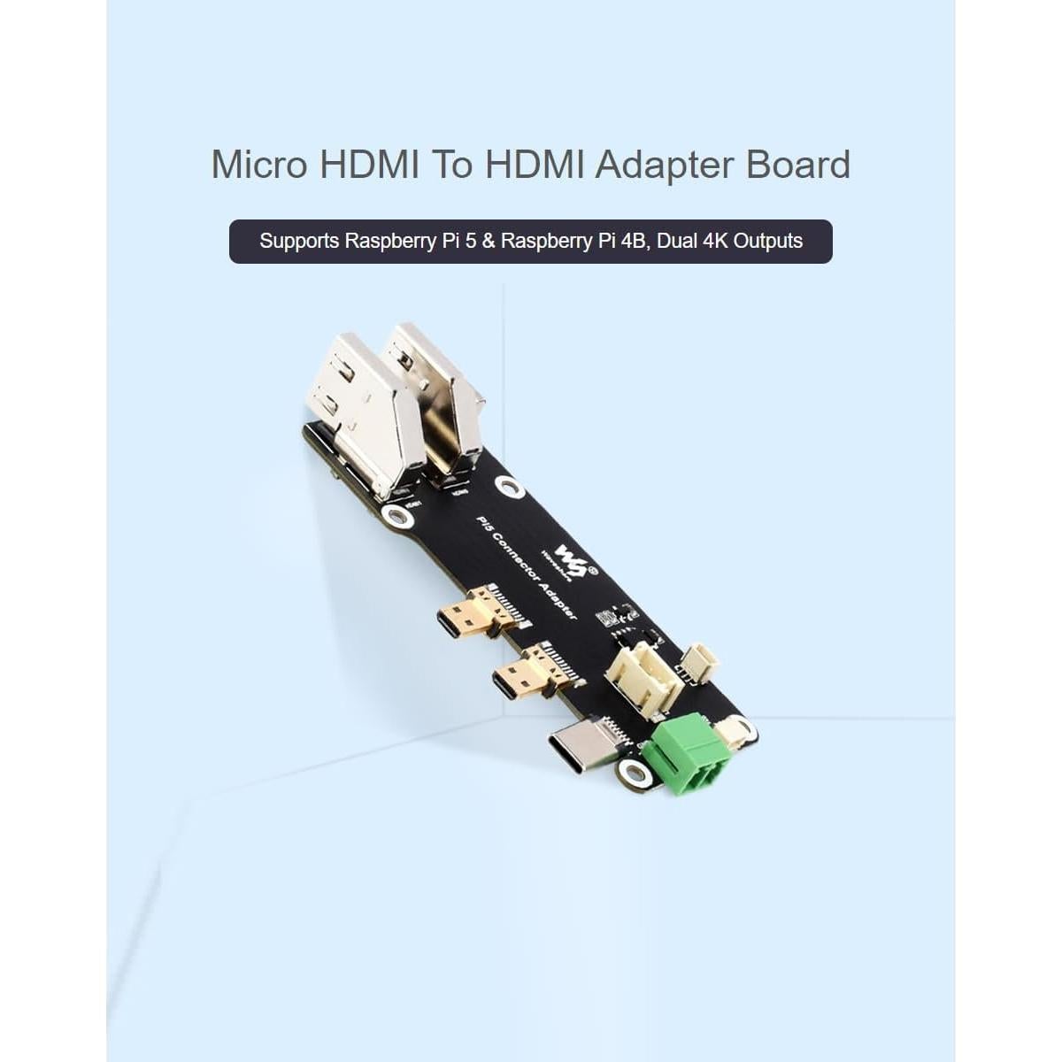 Adaptador micro HDMI a HDMI Waveshare para Raspberry Pi 5/4B 4K