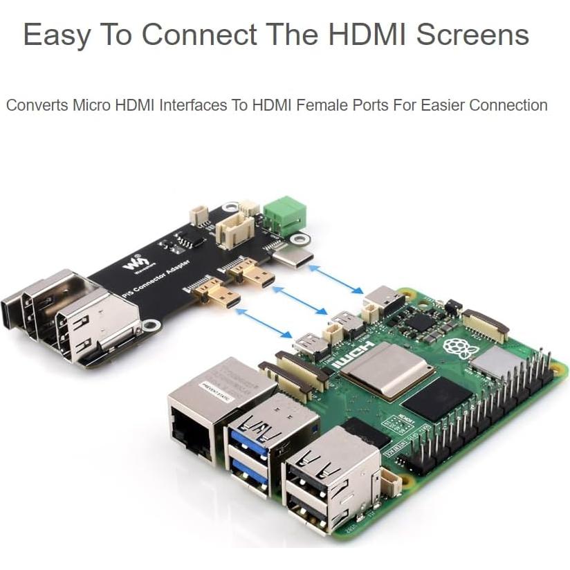 Adaptador micro HDMI a HDMI Waveshare para Raspberry Pi 5/4B 4K