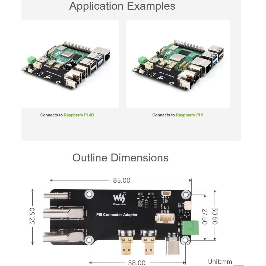 Adaptador micro HDMI a HDMI Waveshare para Raspberry Pi 5/4B 4K