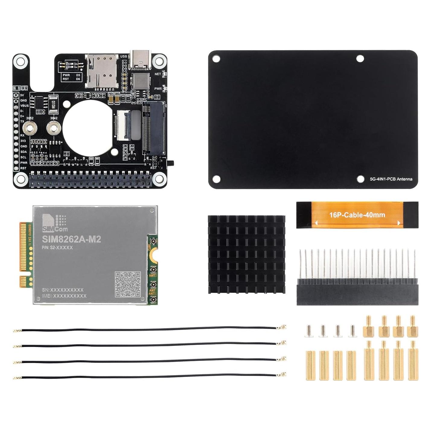 Módulo 5G Waveshare SIM8262A-M2 HAT para Raspberry Pi 5