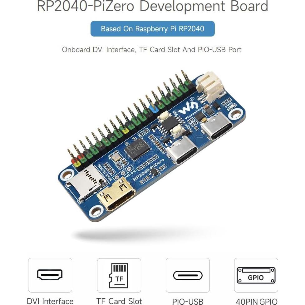 Placa de Desarrollo Waveshare RP2040-PiZero 19.94g