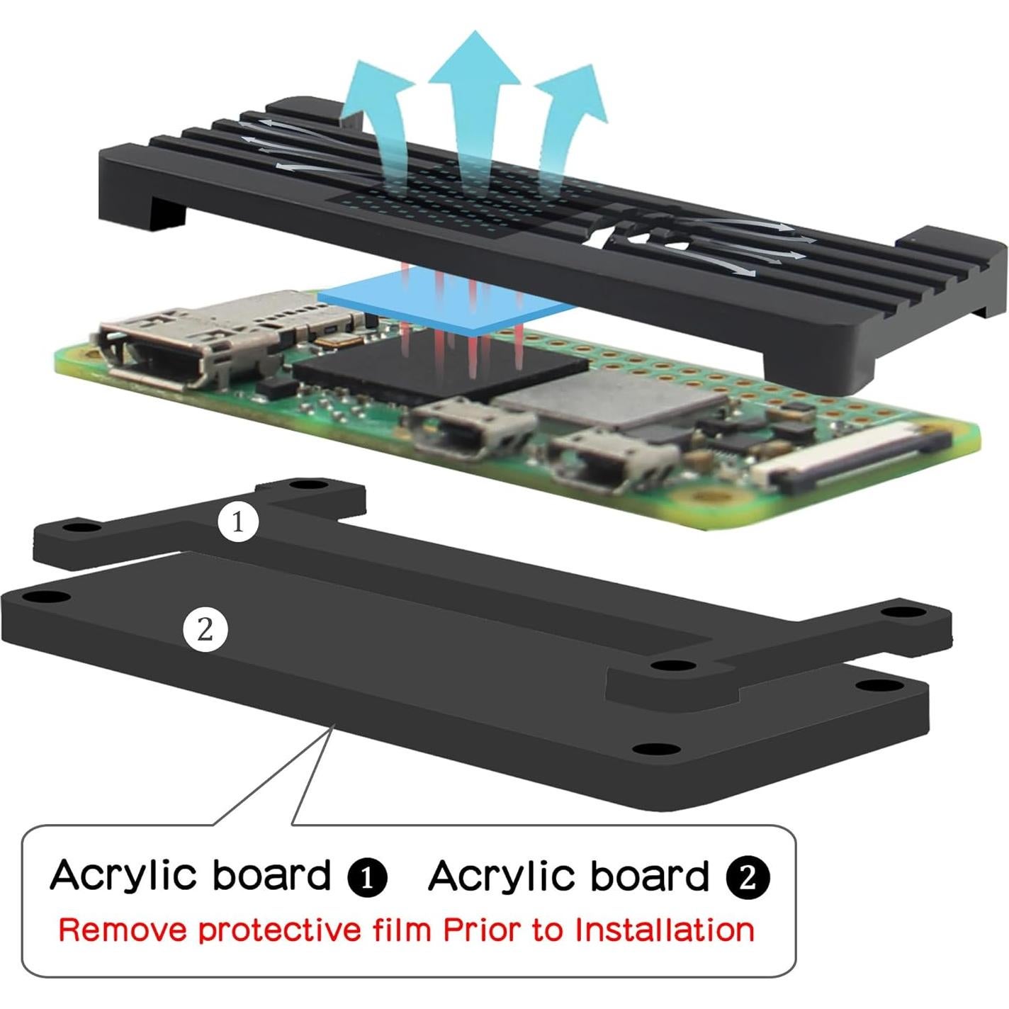 Caja disipador aluminio eleUniverse para Raspberry Pi Zero 2W