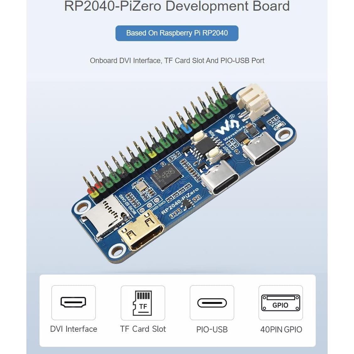 Placa de desarrollo Waveshare RP2040-PiZero 19.94g DVI USB