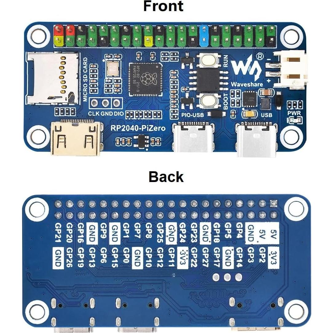 Placa de desarrollo Waveshare RP2040-PiZero 19.94g DVI USB