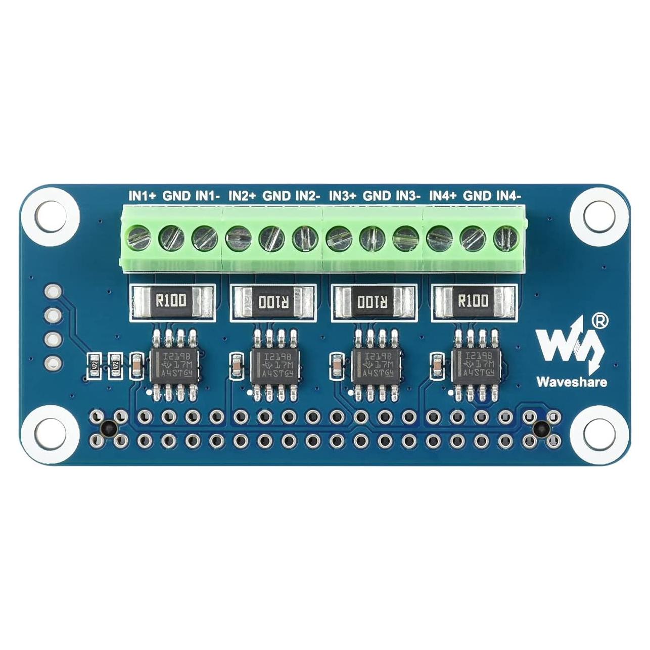 Monitor de Corriente y Voltaje HAT Waveshare 4 Canales I2C