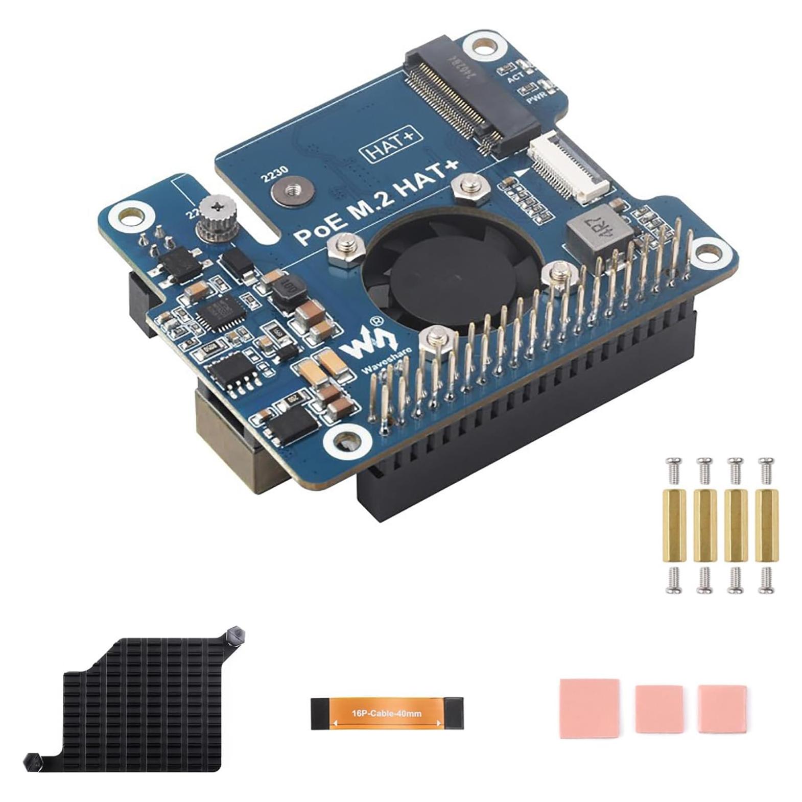 Adaptador PCIe a M.2 Coolwell para Raspberry Pi 5 con PoE