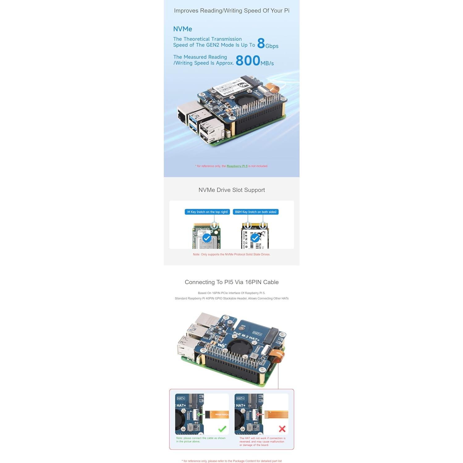 Adaptador PCIe a M.2 Coolwell para Raspberry Pi 5 con PoE