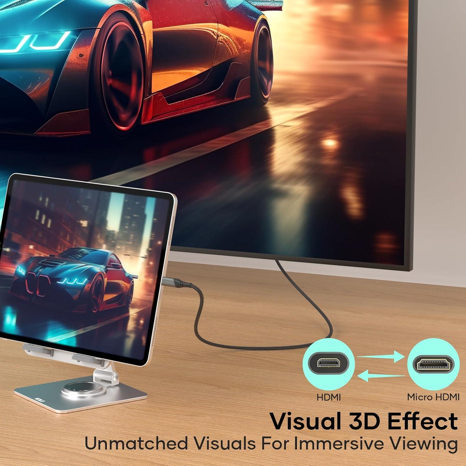 Cable Micro HDMI a HDMI 2m Woednx 4K 60Hz Compatible Raspberry Pi