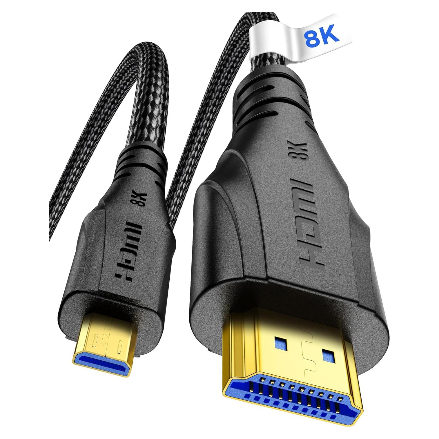 Cable Micro HDMI a HDMI Cratree 3m 8K 4K Ultra Alta Velocidad