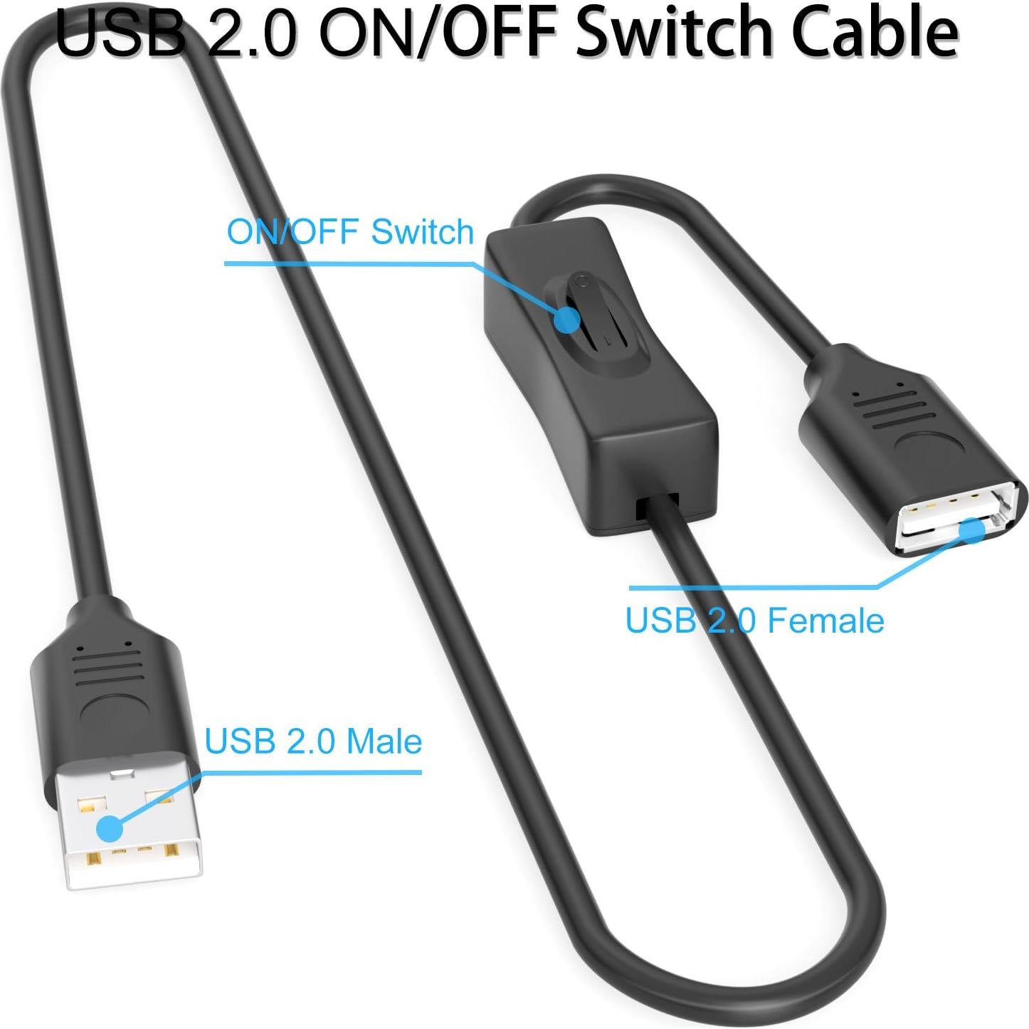 Cable USB On/Off IIISOGNO 1m 2-Pack Carga 2A 480Mbps