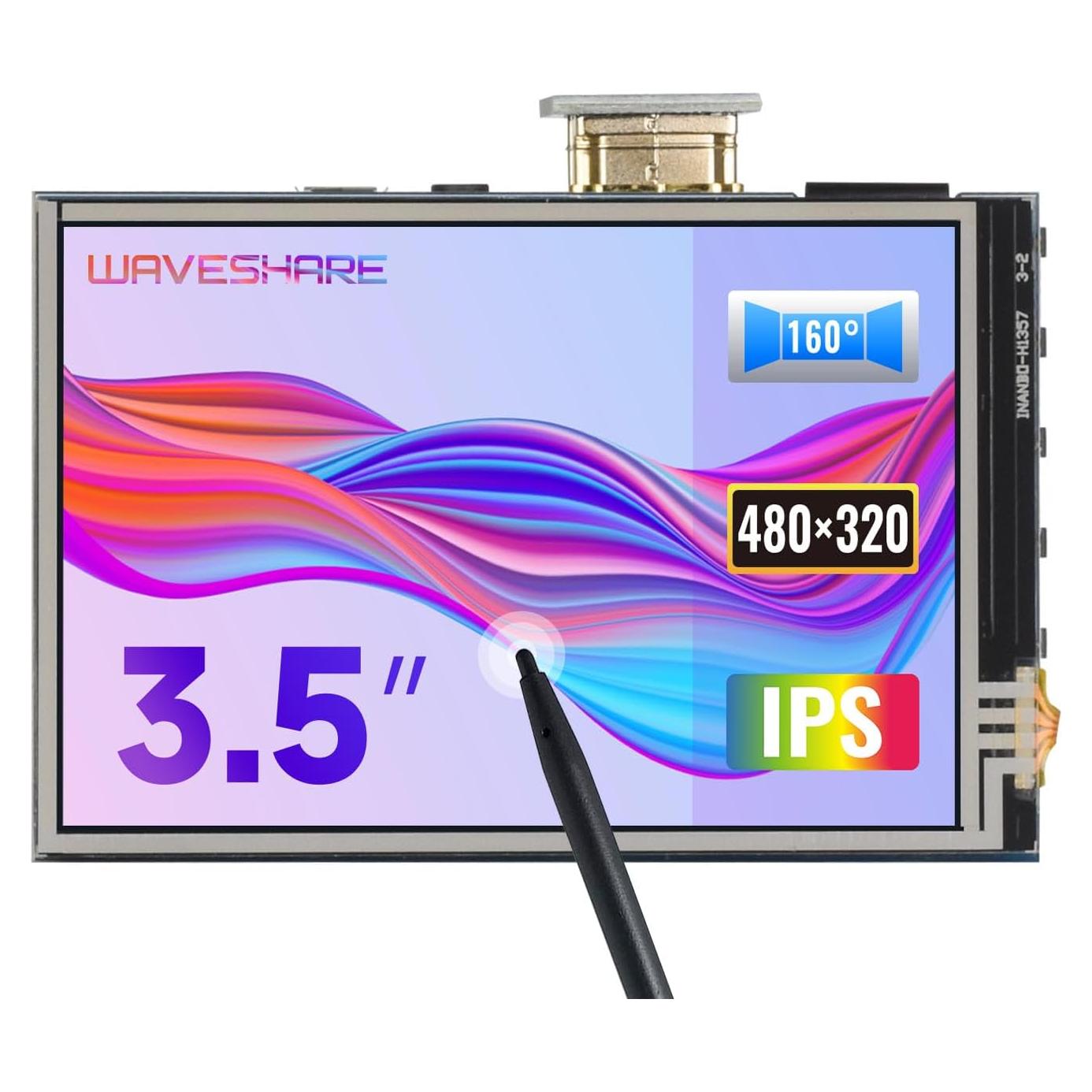 Pantalla LCD Táctil 3.5" Waveshare HDMI 480x320 para Raspberry Pi