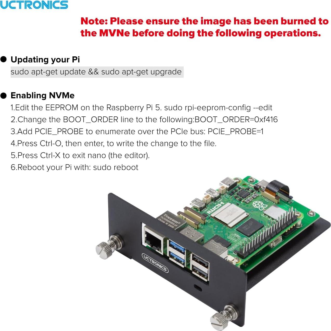 Montaje en Rack 1U UCTRONICS para Raspberry Pi 5 con 4 SSD M.2 NVMe