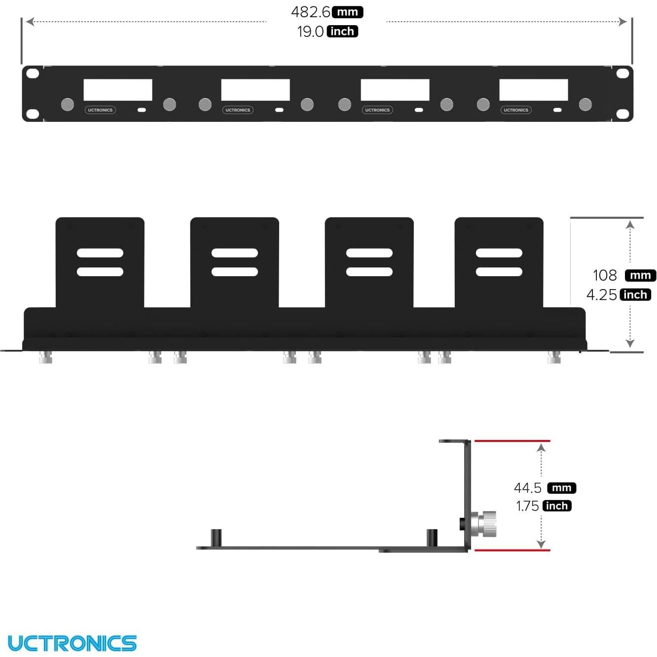 Montaje en Rack 1U UCTRONICS para Raspberry Pi 5 con 4 SSD M.2 NVMe
