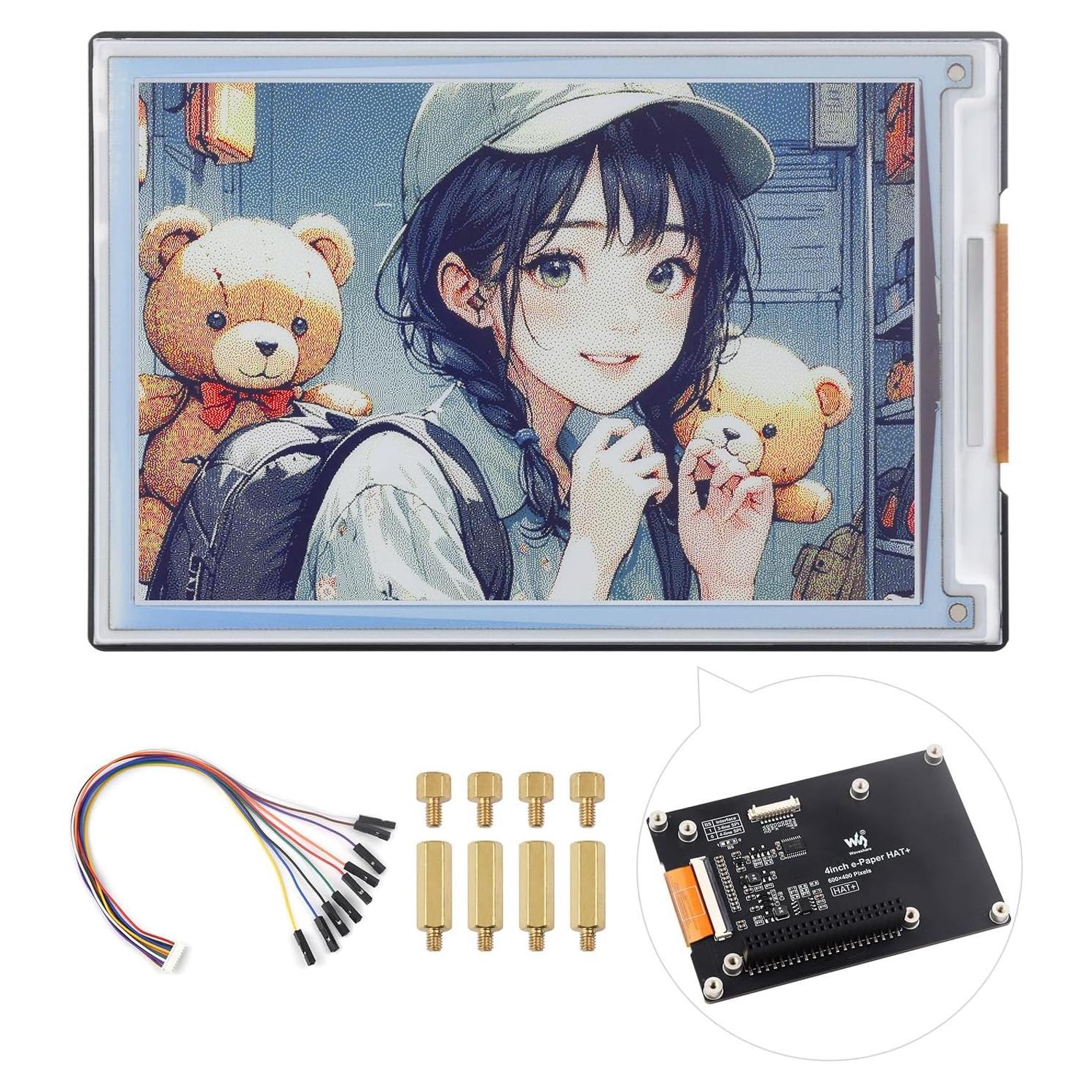 Pantalla E-Paper a Color 4" Waveshare HAT+ para Raspberry Pi