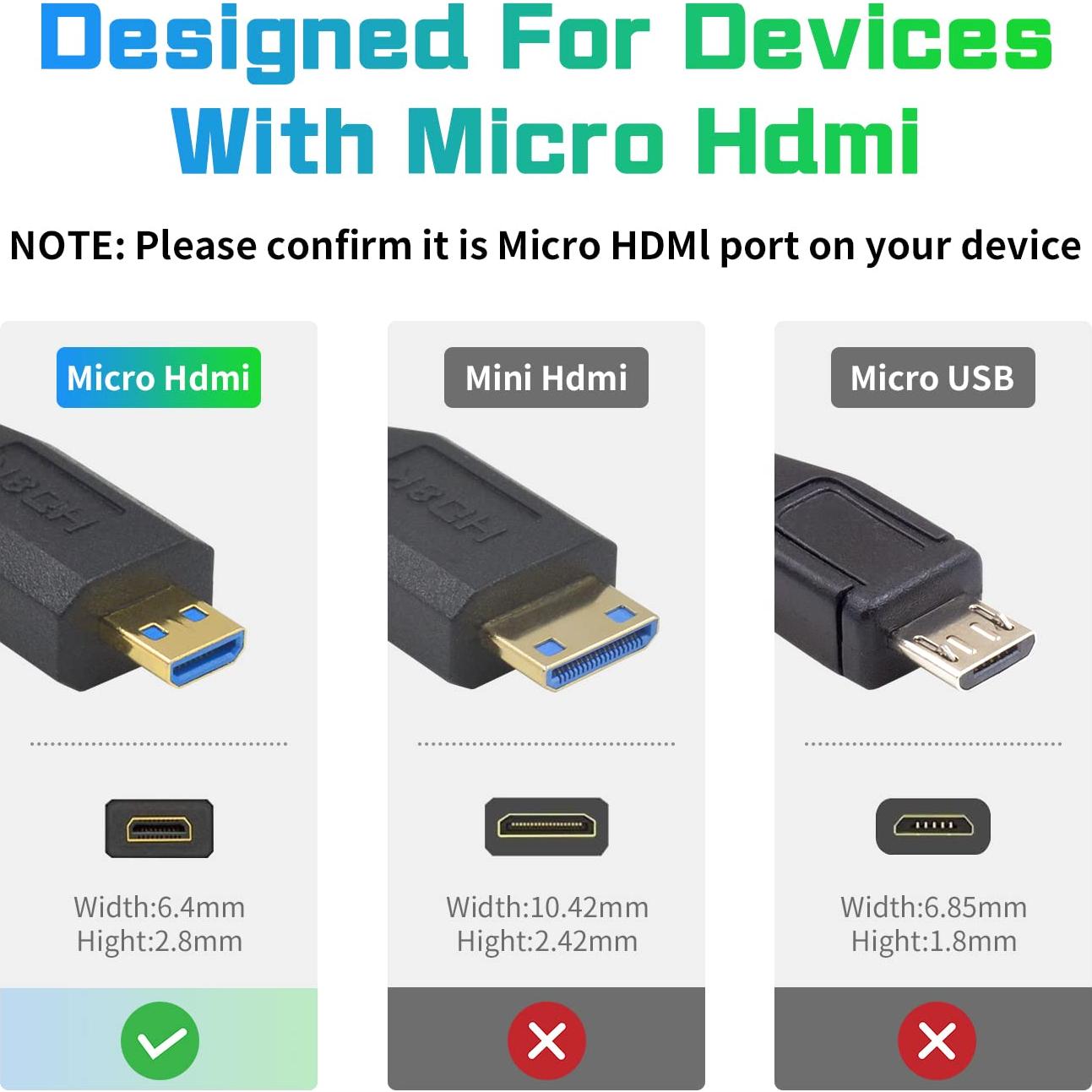 Adaptador Micro HDMI a HDMI Duttek 8K 30cm Alta Velocidad