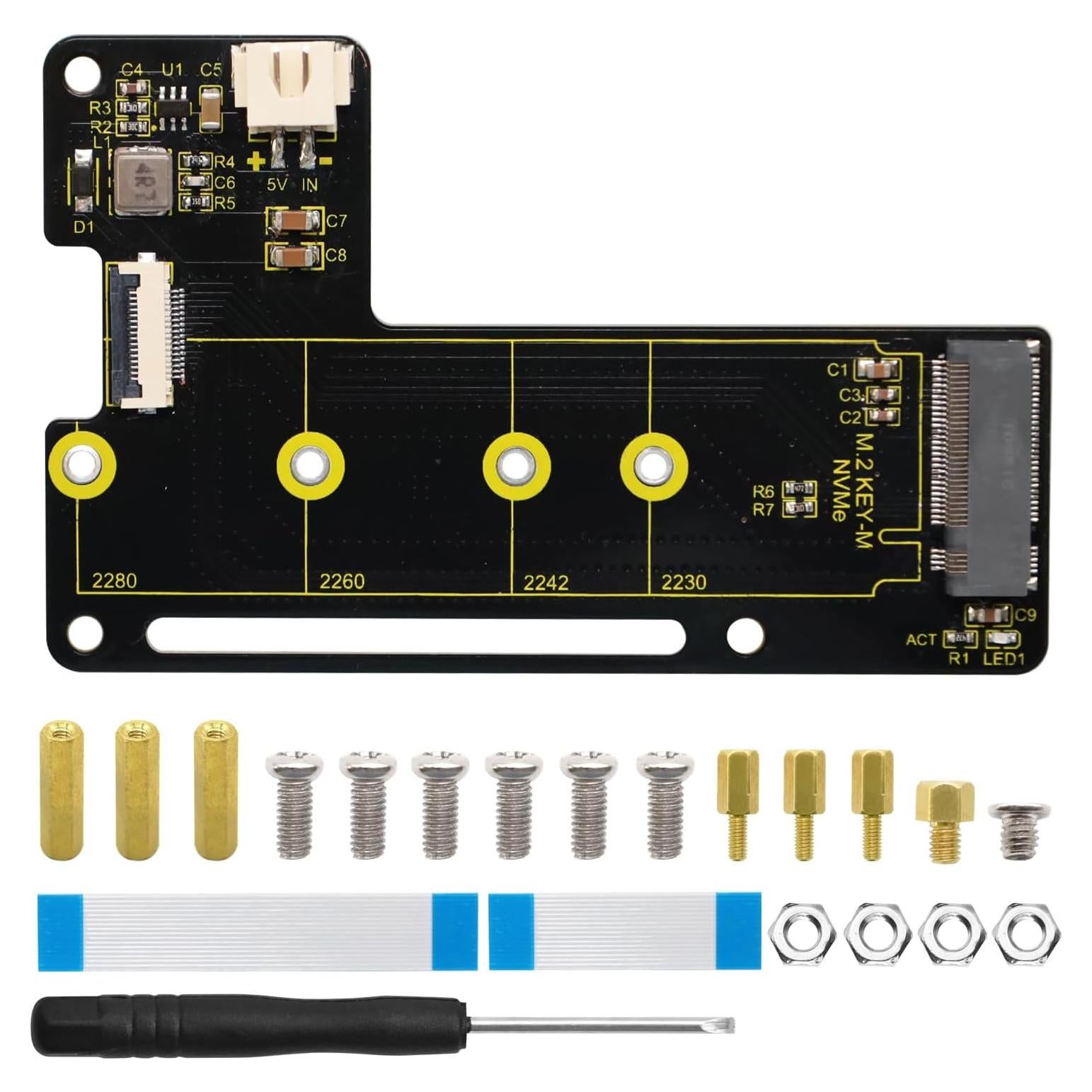 Placa Periférica PCIe M.2 HAT KEYESTUDIO para Raspberry Pi 5