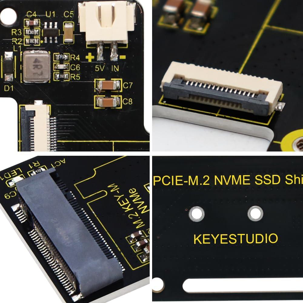 Placa Periférica PCIe M.2 HAT KEYESTUDIO para Raspberry Pi 5