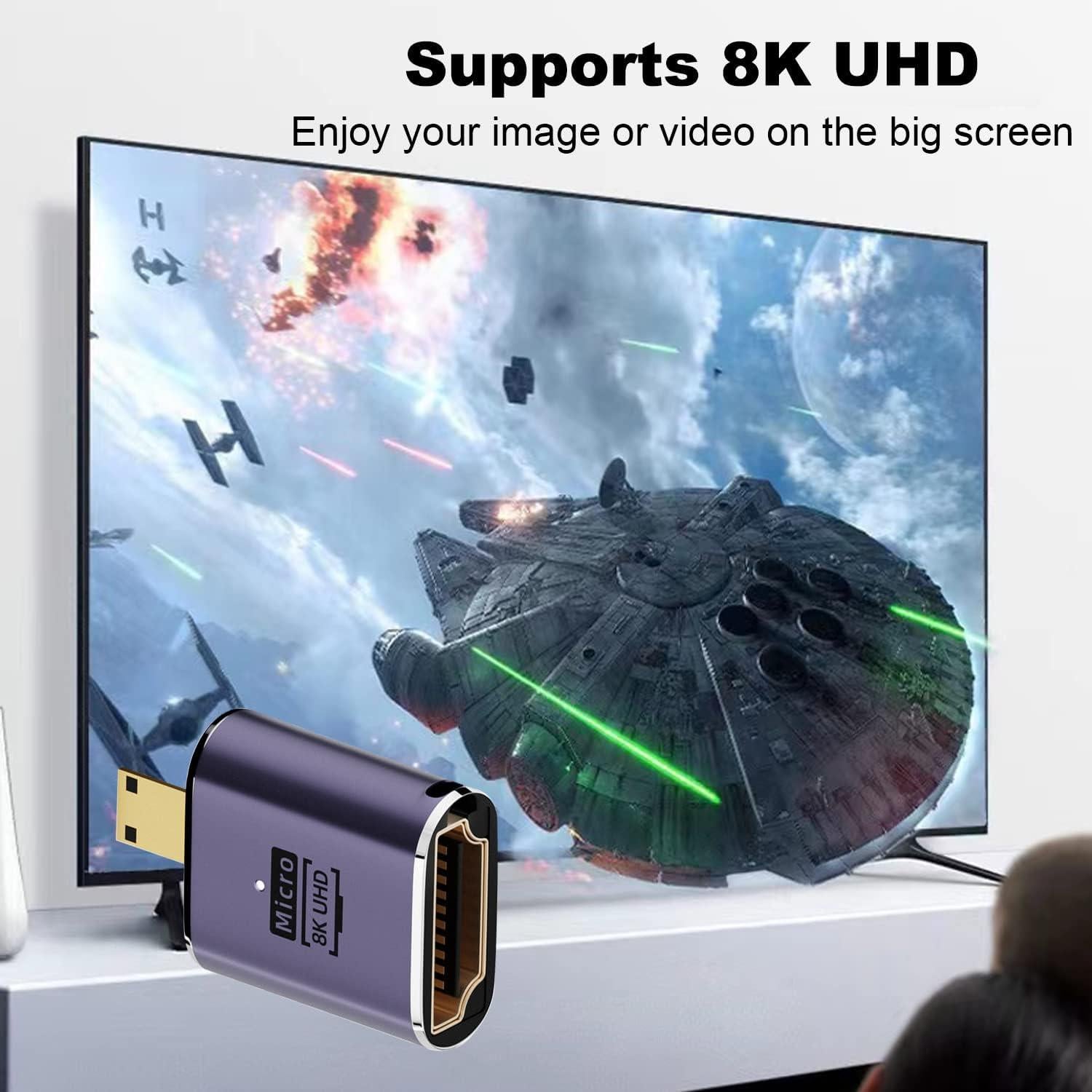 Adaptador Micro HDMI a HDMI AreMe 8K - Paquete de 3, 90 Grados